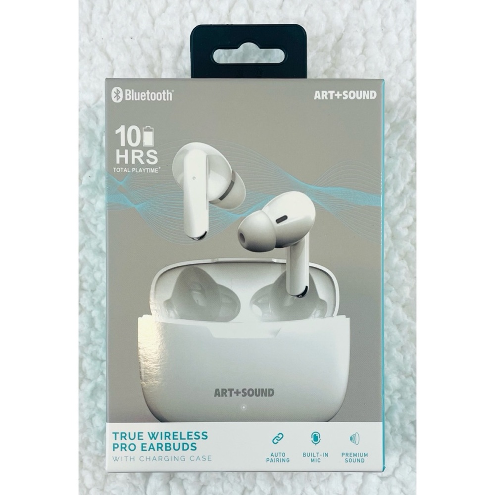 (NIB) ART + SOUND • White True Bluetooth Wireless Pro Earbuds w/ Charging Case